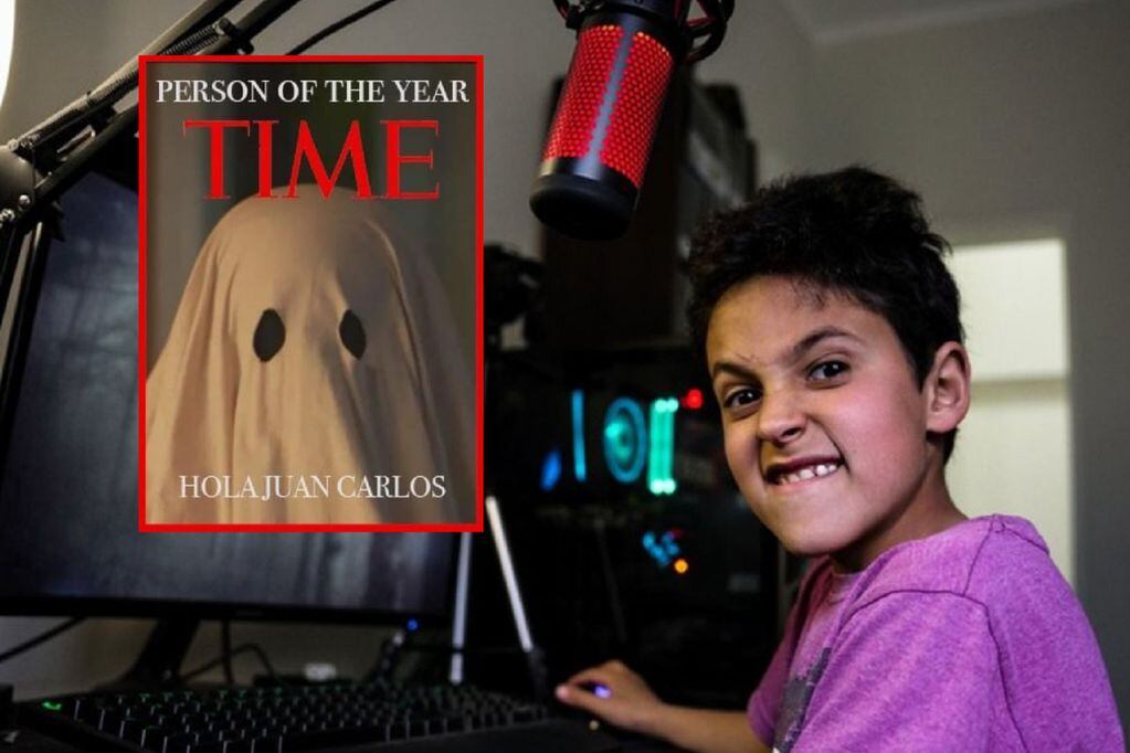Mateo Rodríguez, el nene sanjuanino que le puso voz al audio "Hola, Juan Carlos". En Twitter le dedicaron una portada personalizada de Time. (Gentileza)