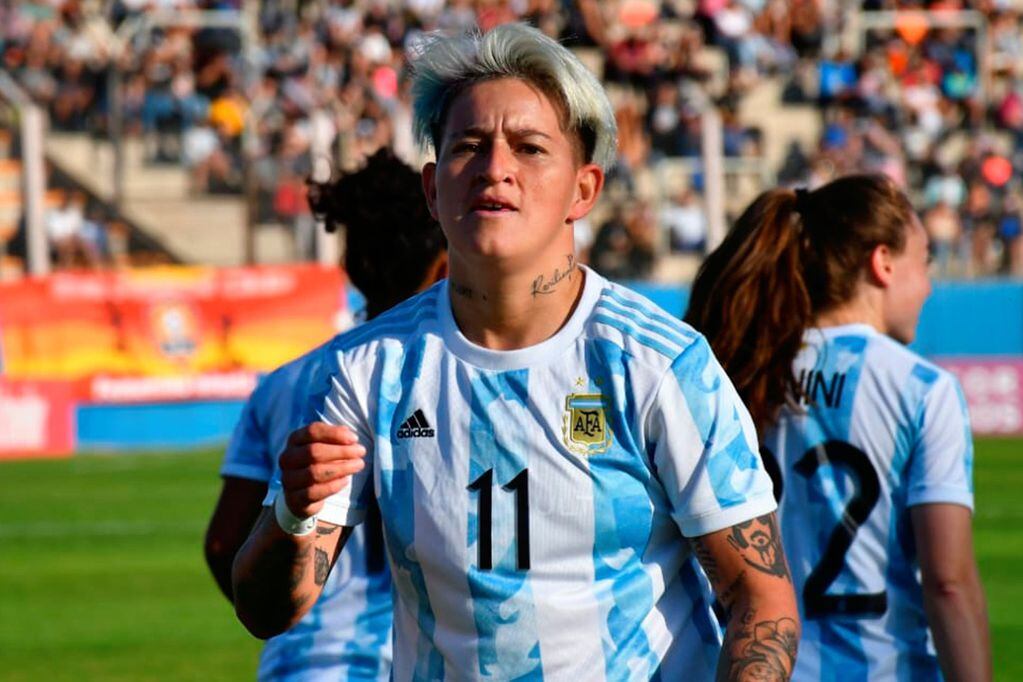 Yamila Rodríguez, autora del gol de Argentina ante Chile en el triunfo 1 a 0. (Prensa AFA).