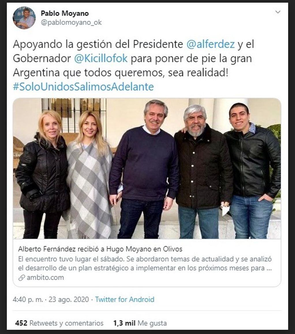 La foto de Alberto Fernández con los Moyano que luego fue borrada 