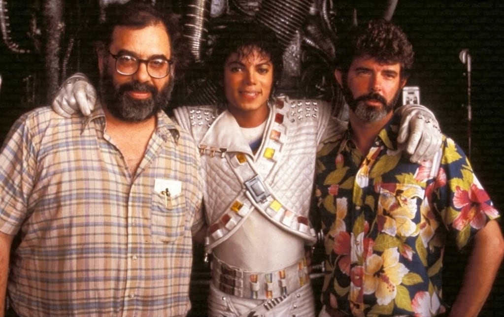 Francis Ford Coppola, Michael Jackson y George Lucas en el rodaje de "Captain EO" (1986).