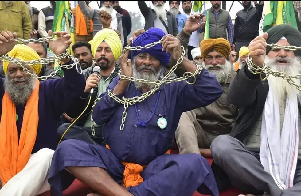 Protestas de agricultores en India, cerca de la frontera entre Punjab y Haryana. (20.02.2024).