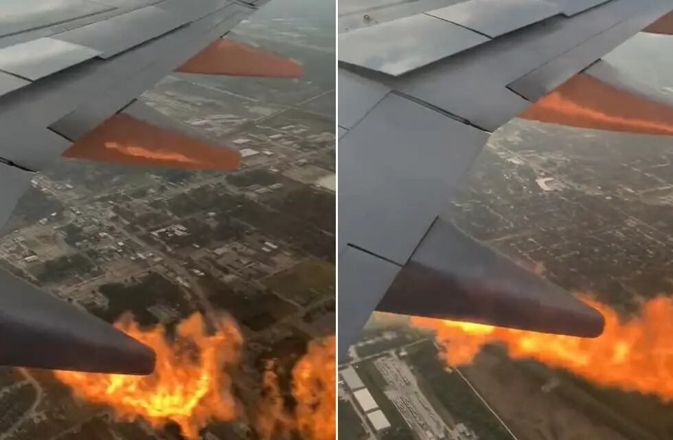 Impactante video: el motor de un avión se incendió en pleno vuelo y tuvo que aterrizar de emergencia.