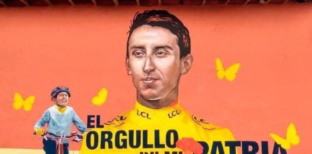 Cuando Egan Bernal ganó el Tour de Francia en 2019, los fanáticos pintaron un mural en el que incluyeron al pequeño Julián.