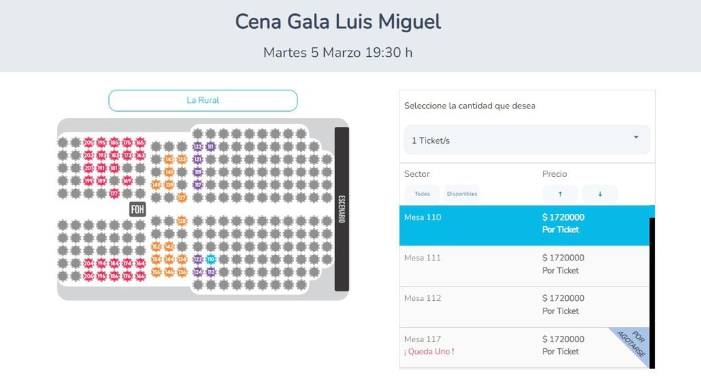 Cuánto salen las entradas para la cena show con Luis Miguel en La Rural