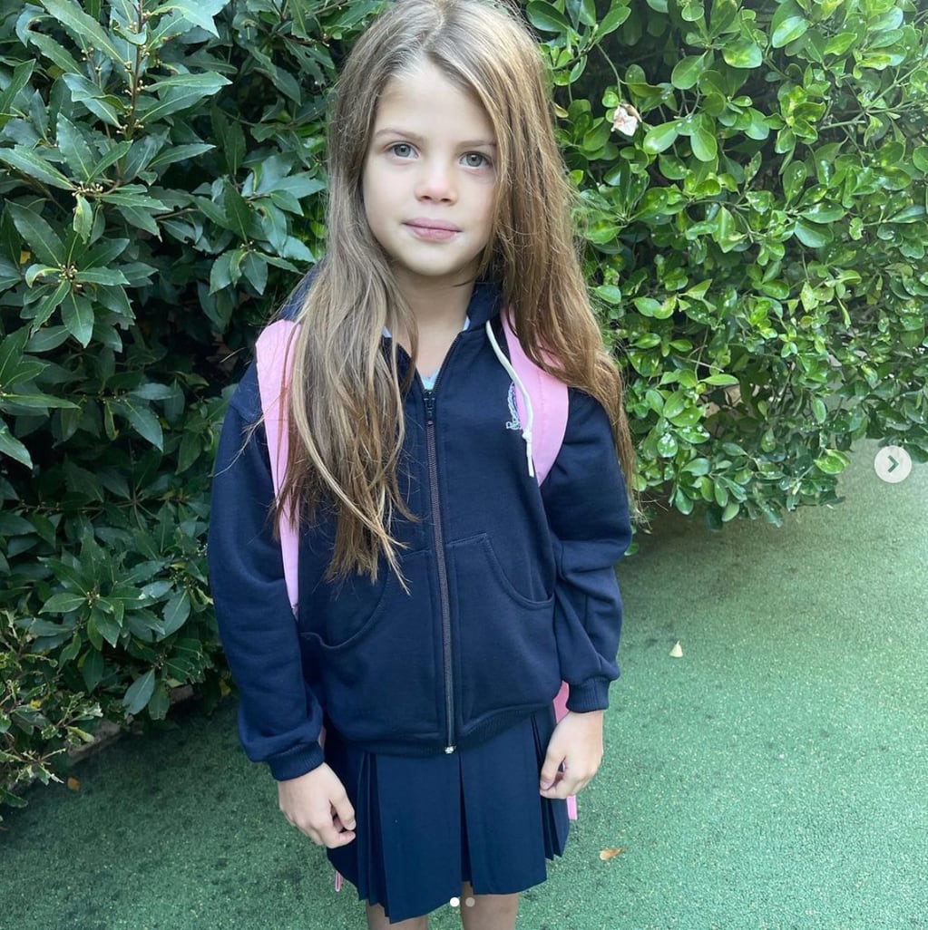 Francesca Icardi en su primer día de escuela