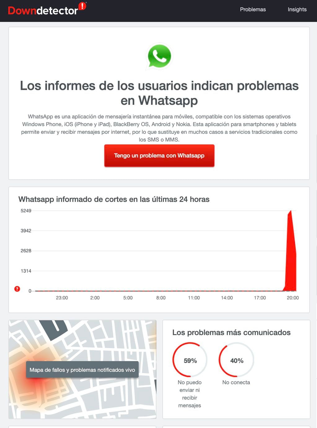 Reportan fallas en WhatsApp y en Facebook