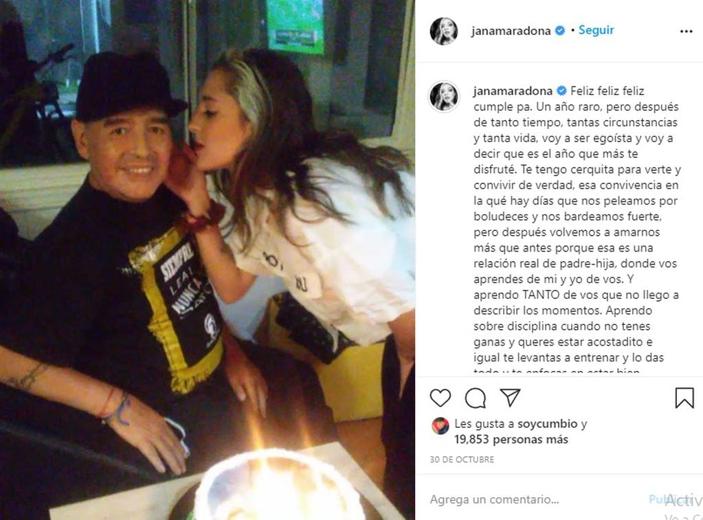 Jana Maradona en sus redes sociales