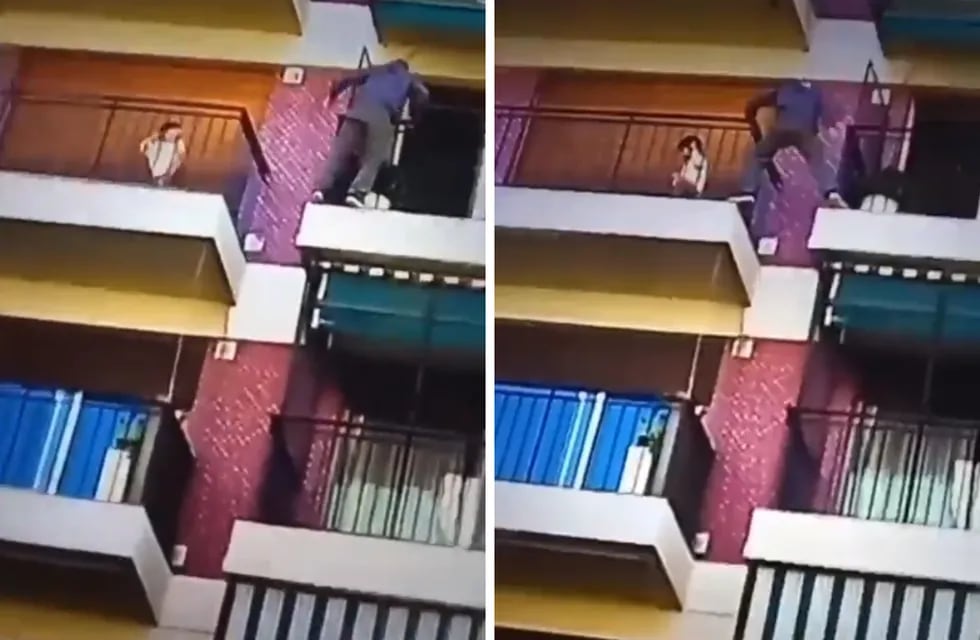 El encargado de un edificio salvó a un nene que estana solo en un balcón.