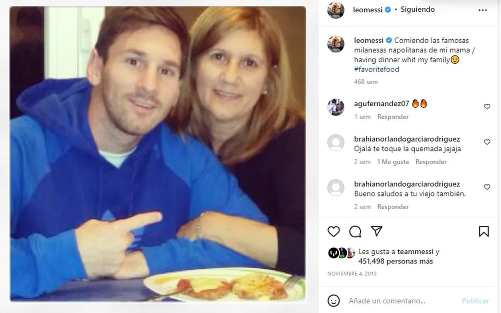 Es más de una oportunidad, Messi contó que es fanático de las milanesas de su mamá. Gentileza: Twitter.