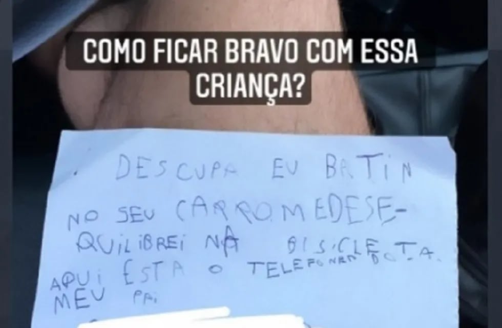 La carta del chico de 7 años que rayó un auto con su bicicleta en Brasil - Gentileza