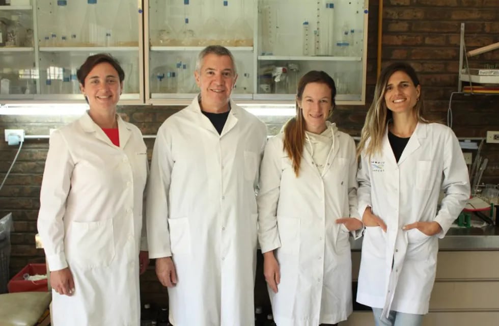 Parte del equipo de profesionales que trabaja en la elaboración de un extracto de yerba mate contra el cáncer de próstata.