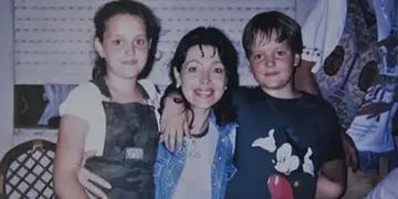 Mariel y Fabricio Cagnin, junto a Gilda, su mamá.
