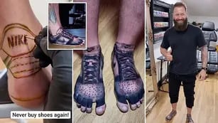 Viral: Estaba cansado de comprar zapatillas y decidió tatuarse su calzado favorito