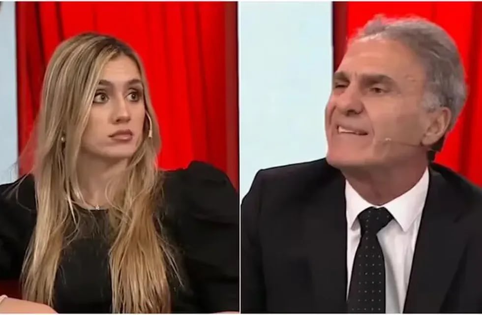 La periodista Morena Beltrán y el exfutbolista Oscar Ruggeri en un debate sobre el River-Boca. (Captura de TV)