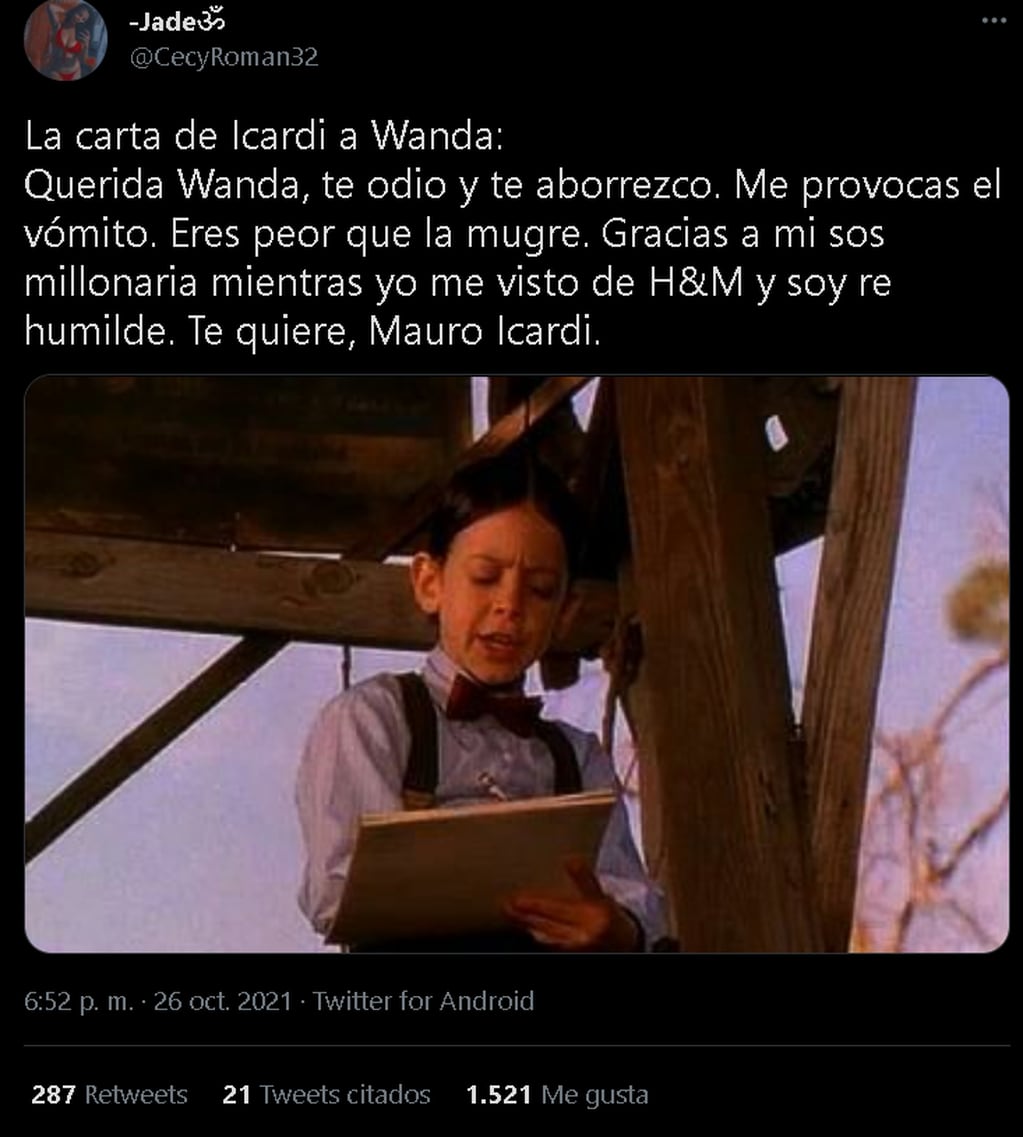 Los memes por la carta de Mauro Icardi a Wanda Nara.