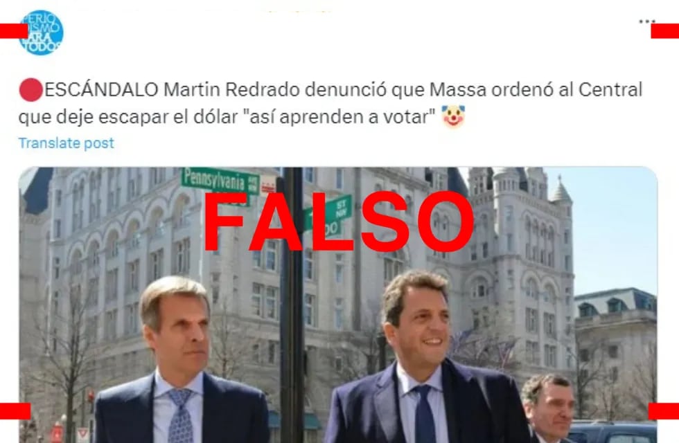 No, Martín Redrado no dijo que Sergio Massa ordenó al Banco Central dejar escapar el dólar “así aprenden a votar”. Foto: Reverso