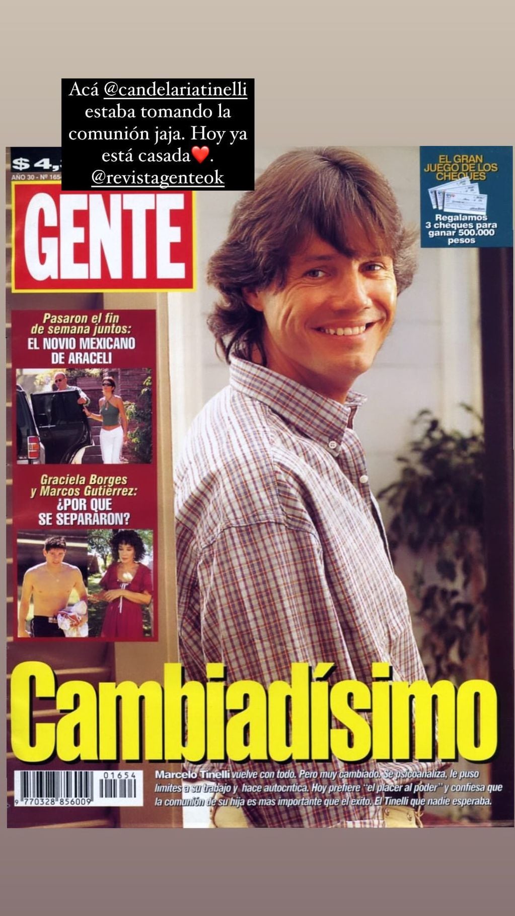 Marcelo Tinelli protagonizó más de 100 tapas de revista Gente. Captura de historias.