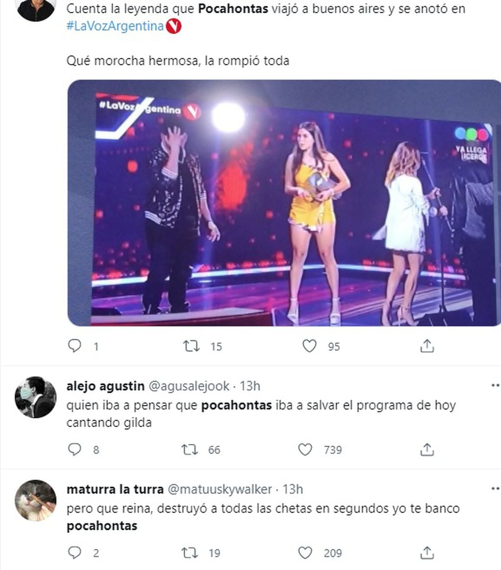 La Voz Argentina: en las redes sociales asociaron el look de Celena con Pocahontas - Twitter