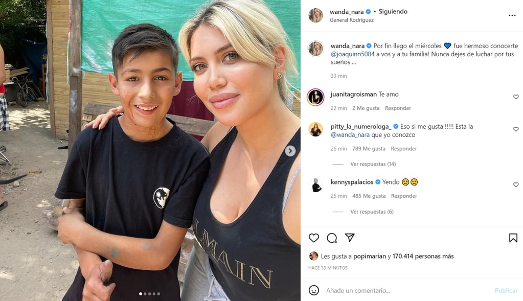 Wanda Nara compartió en Instagram su encuentro con Joaquín Nahuel