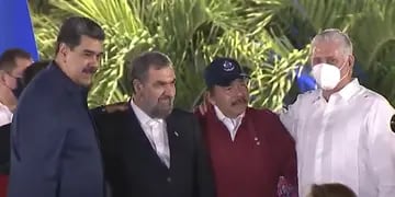 Nicolás Maduro, Mohsen Rezai, Daniel Ortega y Miguel Díaz-Canel