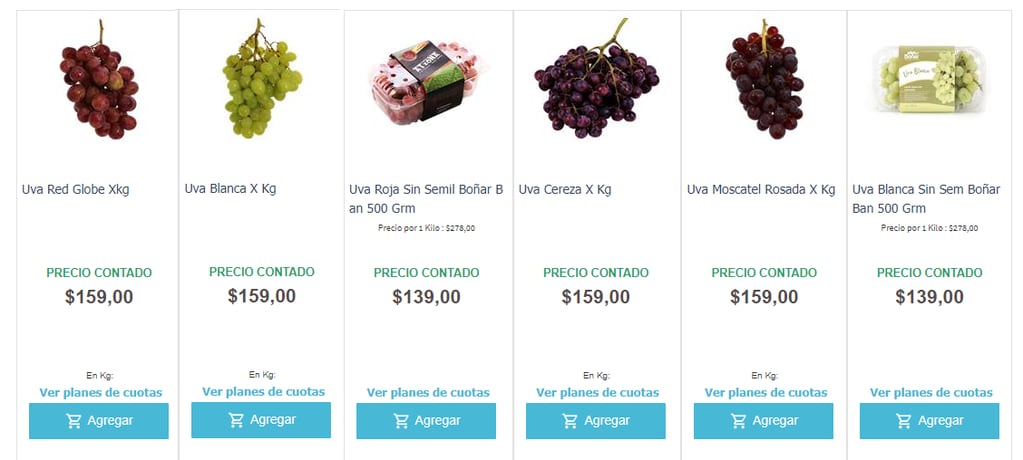 En un rango de precios intermedios, el kilo se paga $159. Captura de pantalla