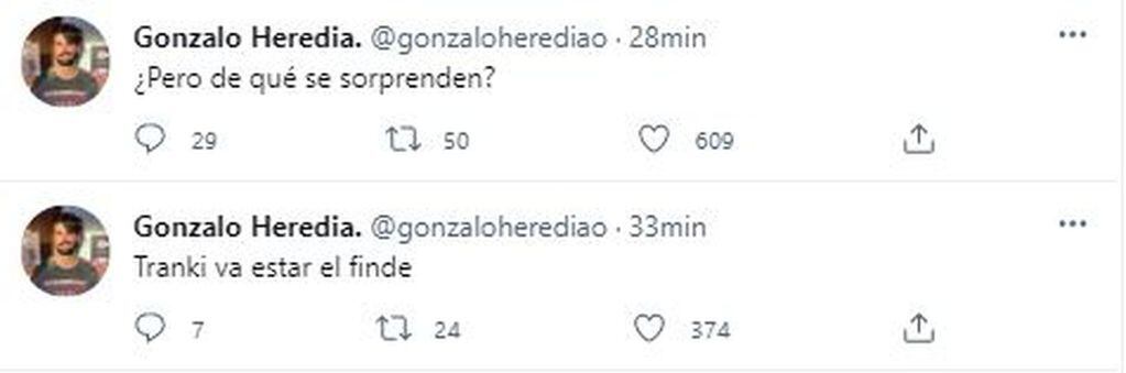 Gonzalo Heredia escribió en su Twitter sobre el intento de asesinato