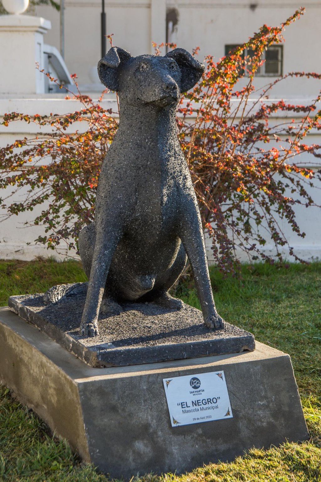 Escultura en memoria de “Negrito” un perro que vivía en el Municipio de San Martín y que fue adoptado por todos los empleados. Gentileza