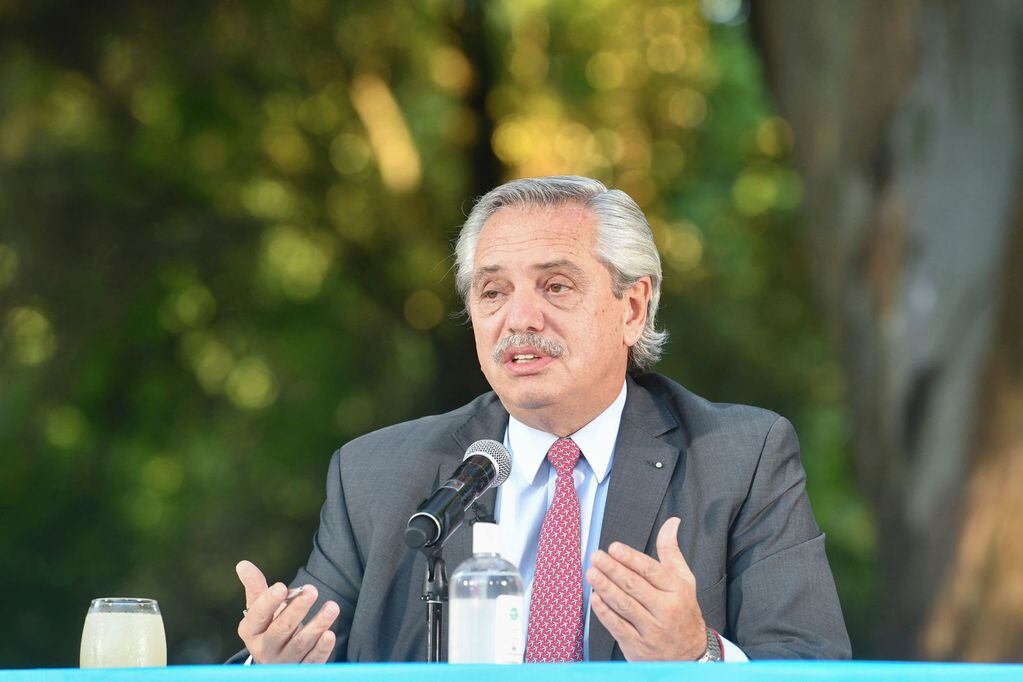 El presidente Alberto Fernández durante la presentación del nuevo programa de Precios Cuidados.