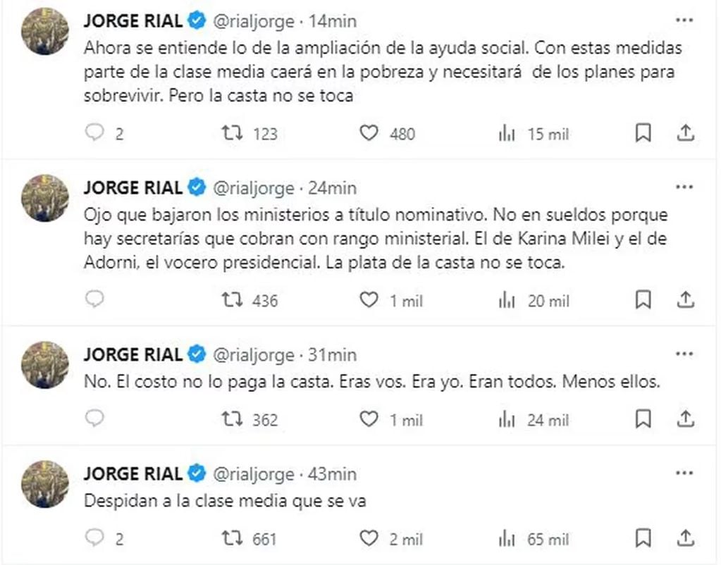 Los tuits de Jorge Rial