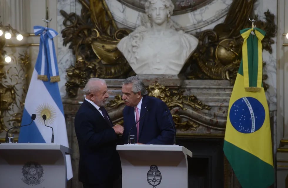 23-01-2023 - Buenos Aires - Los presidentes de Argentina y Brasil,  Alberto Fernández y Lula da Silva en Casa de Gobierno. Foto Clarín