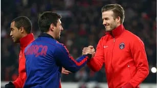 Messi y Beckhman, en el choque entre Barcelona y PSG.