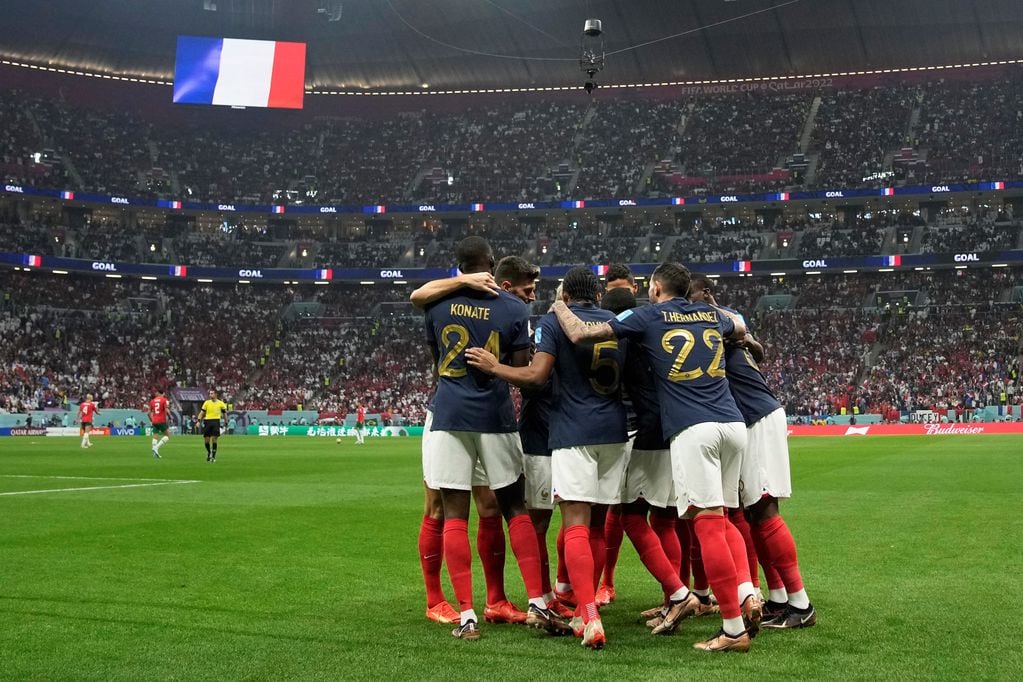 Francia y su celebración ante Marruecos en la semifinal. (AP).