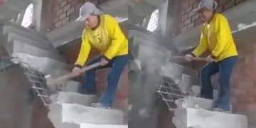 No le pagaron por su trabajo y, en protesta, derribó la escalera que había construido