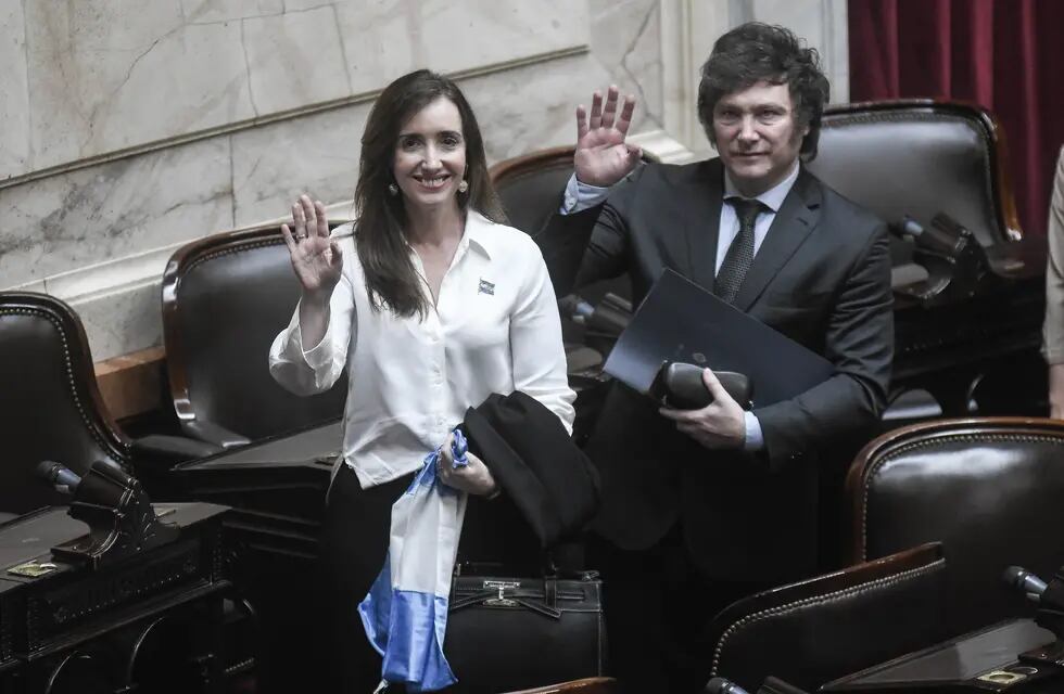 Javier Milei y Victoria Villarruel en la cámara de Diputados Congreso, Argentina Foto Federico Lopez Claro