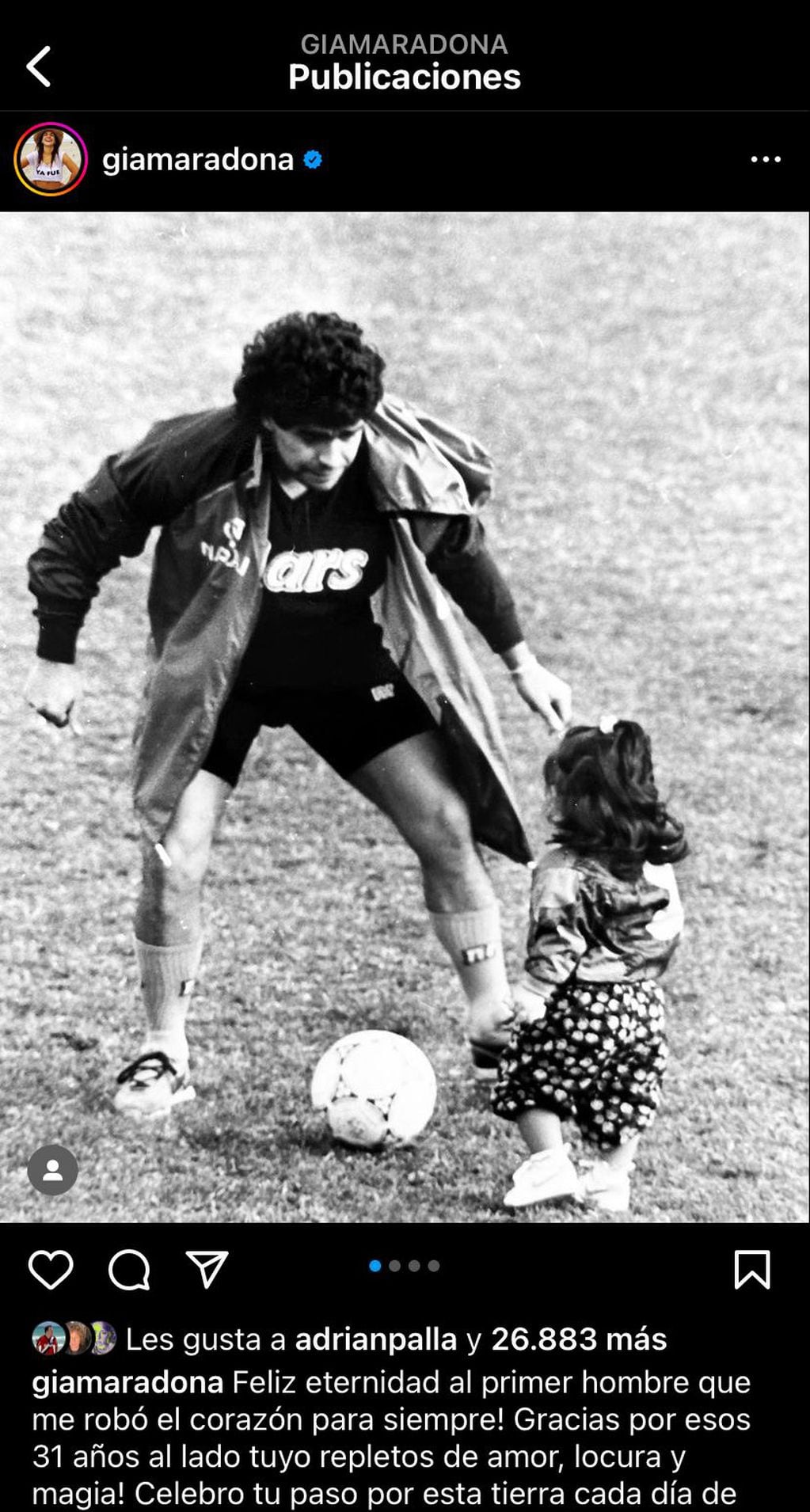 El posteo de Gianinna Maradona. 