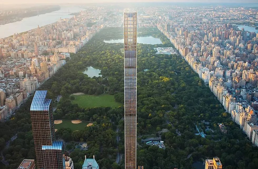 Así luce el edificio más delgado del mundo, el Steinway Tower, en Nueva York.