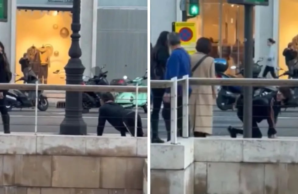 Una mujer sacó a pasear a su novio con correa en Valencia y desató debate en las redes. Foto: captura de video.