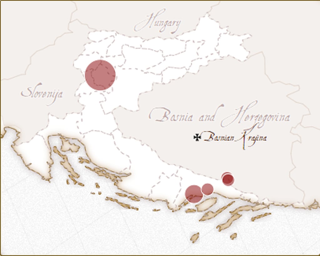 El mapa del apellido Sosa en Croacia. Fuente: actacroatica.com