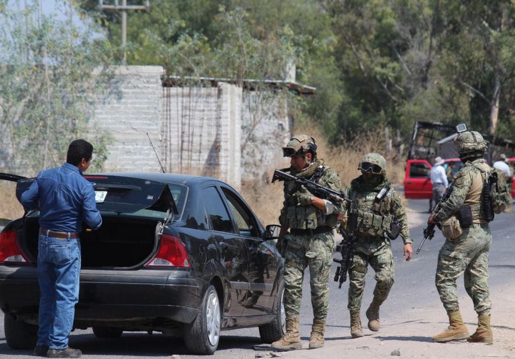 
Miembros del ejército mexicano en el estado de Guanajuato, durante un operativo en Santa Rosa de Lima | Agencia EFE
   
