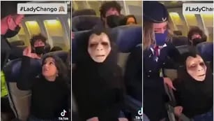 Una mujer se puso una máscara de mono para no usar tapabocas