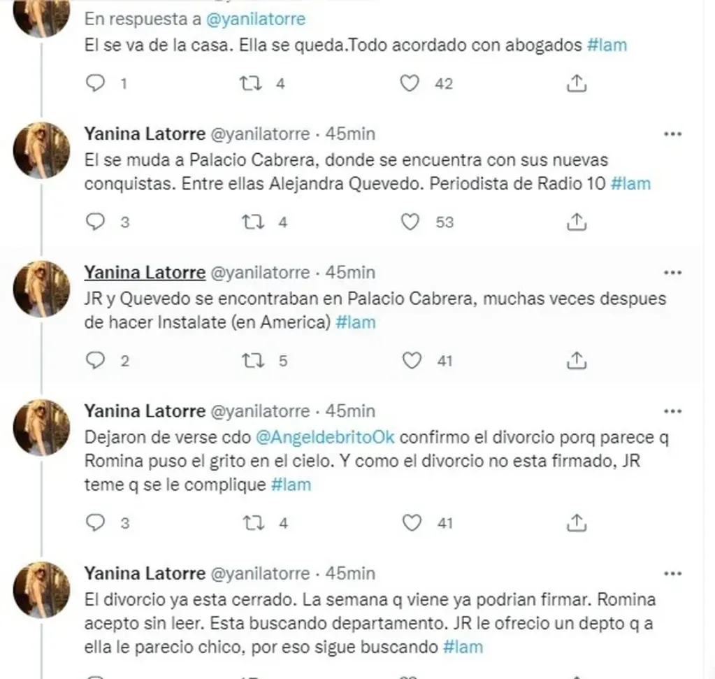 Yanina Latorre y un polémico tuit.
