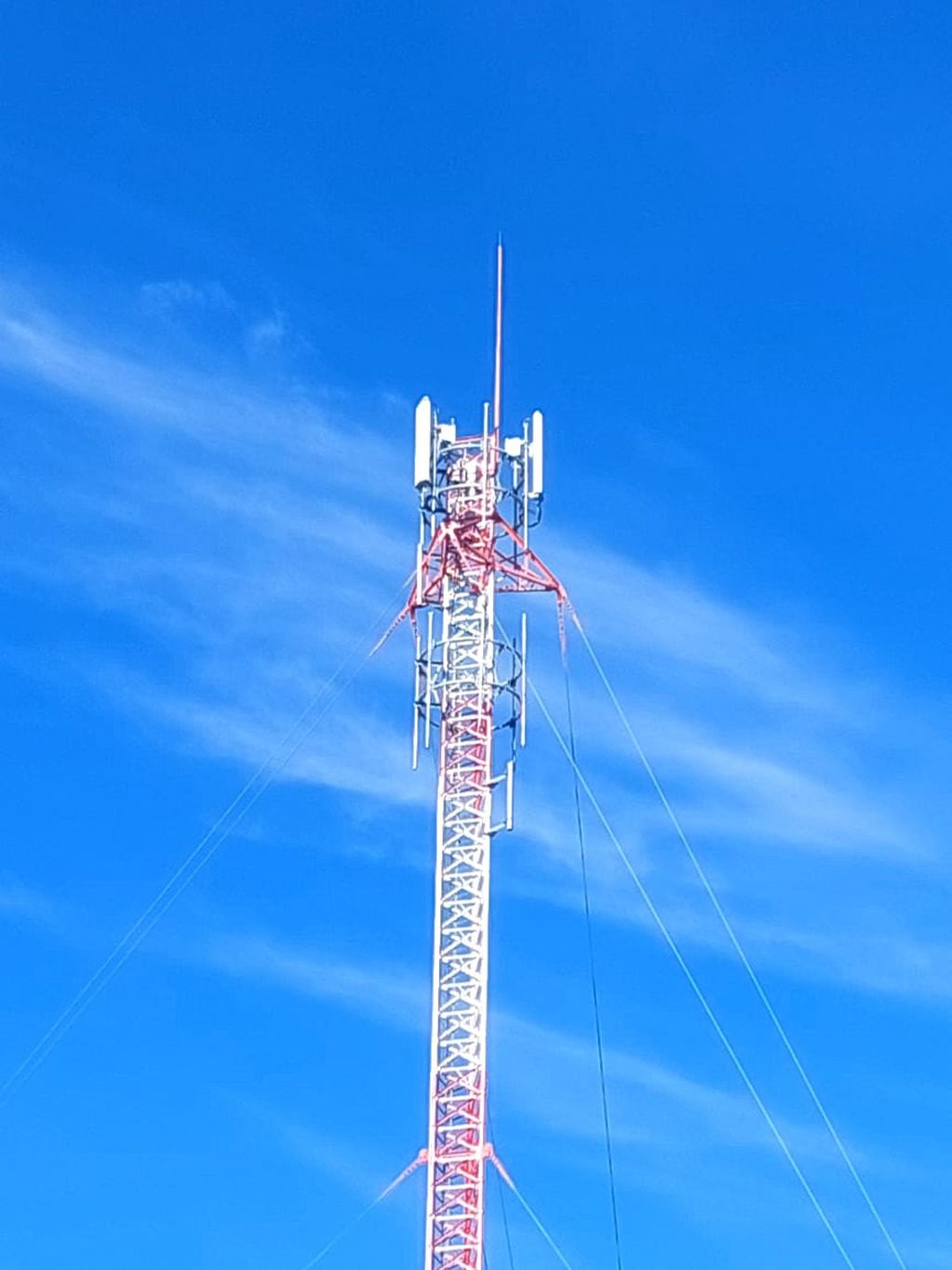 La antena en la ruta 188, a la altura del paraje La Mora, en General Alvear.
