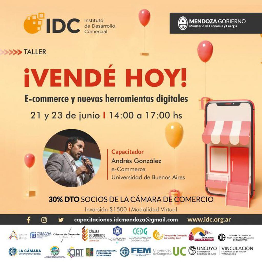 El IDC invita a taller sobre comercio electrónico para pymes mendocinas