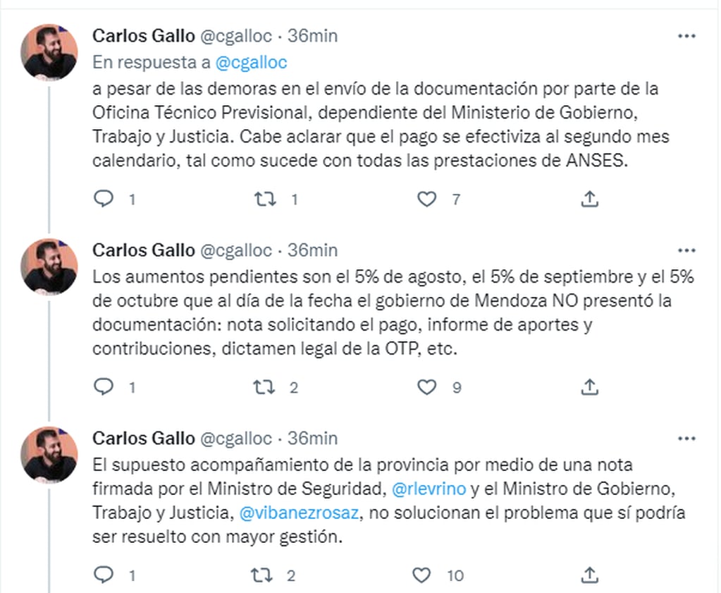 Carlos Gallo, titular de Anses en Cuyo criticó al gobernador Rodolfo Suárez por la situación de policías y penitenciarios retirados.