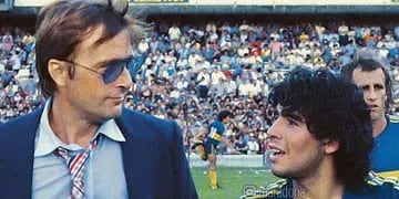 Silvio Marzolini y Maradona en Boca 1981