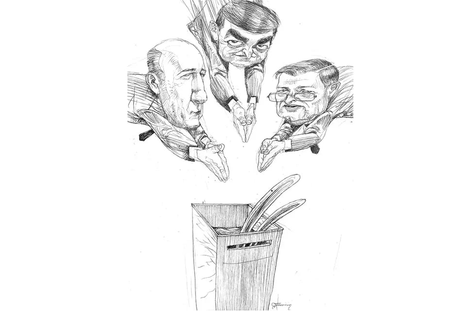 Ilustración: Gabriel Fernández
Guillermo Carmona, Omar de Marchi y Omar Parisi
opinión.