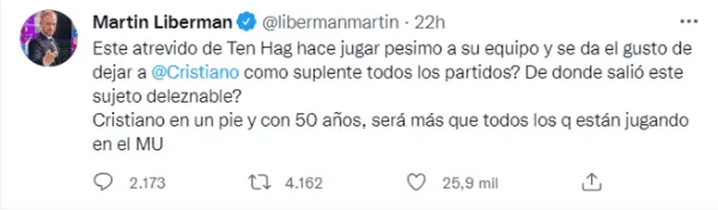 El tuit del Martín Liberman