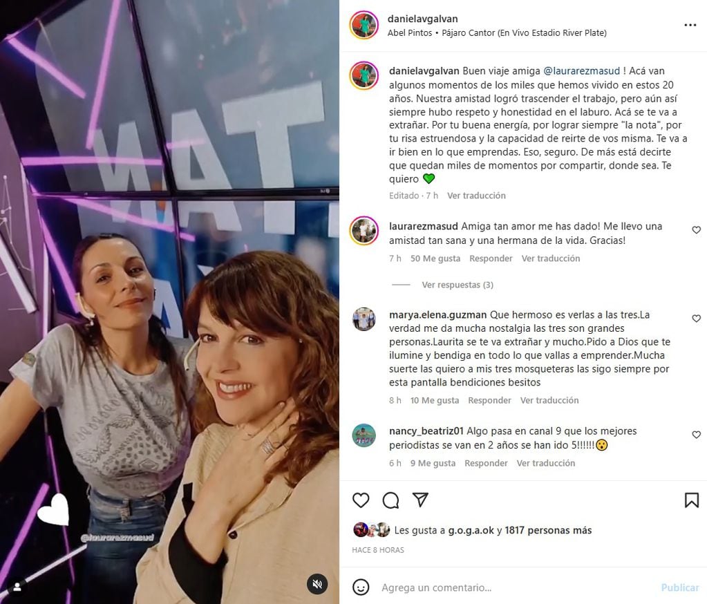 Daniela Galván y su despedida para Laura Rez Masud por su renuncia a Canal 9.
