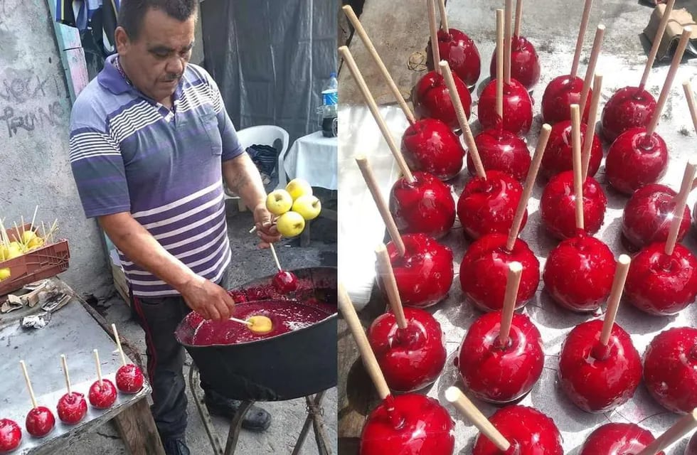 Le encargaron 1500 manzanas caramelizadas a un vendedor callejero y al final le cancelaron el pedido.