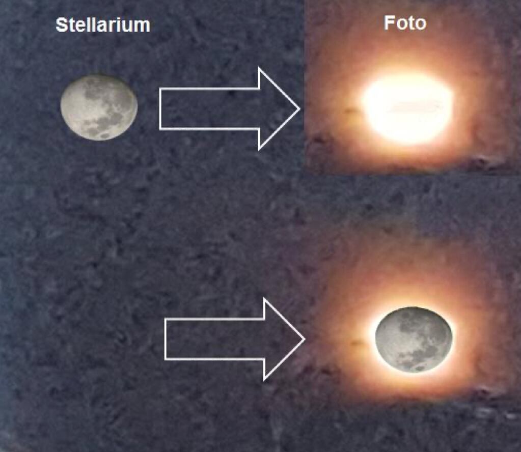 La simulación Stellarium demostró como la luna encajaba perfectamente en el supuesto objeto iluminado.